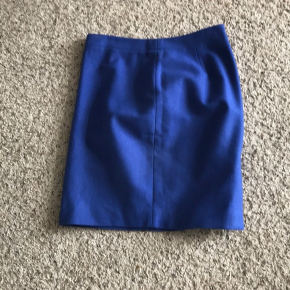 J. Crew Blue Wool Pencil Skirt - Size 8 - Picture 1 of 2